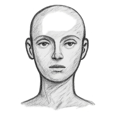 grey mannequin face, realistic shading, minimal details sticker