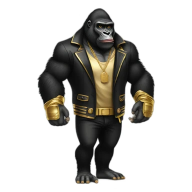 Gorilla wearing Gold and black clothes mafia boss sticker