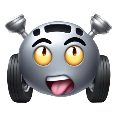 Metal cute mad Kirby Gray ball driving on 4 car wheels with mad eyebrows game sticker