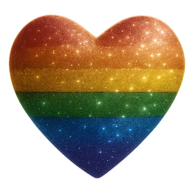 Add a soft glow effect around the 3D floating glitter pride heart in a photorealistic style. Keep the image with no background. sticker