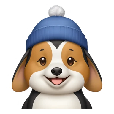 dog wearing a penguin hat sticker