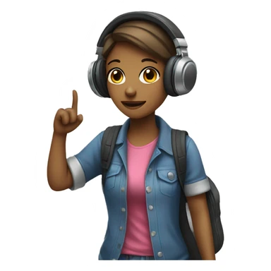 a girl with headphones walking sticker