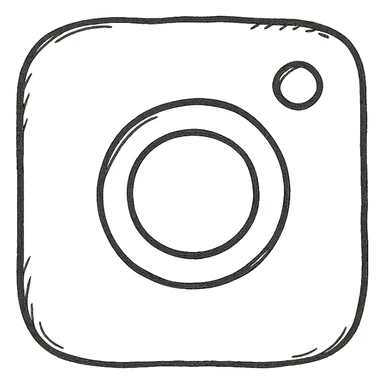 Instagram logo simple black and white hand-drawn style sticker