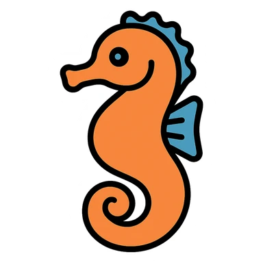 orange seahorse facing left sticker