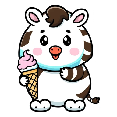 Zebra eating ice cream  sticker