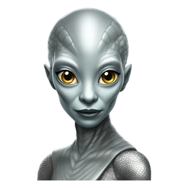 reptilian alien woman in silver sticker