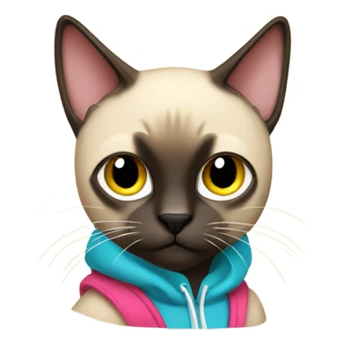 Siamese cat wearing a hoodie sticker