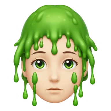still person with a neutral expression, green slime on their head, iOS Genmoji style sticker
