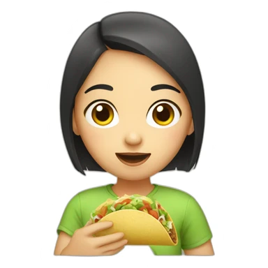 asian girl eating a taco sticker