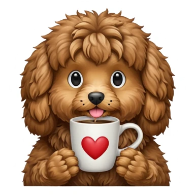 Cockapoo drinking coffee sticker