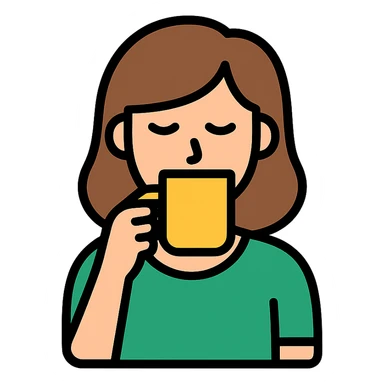 brown-haired woman drinking coffee icon sticker