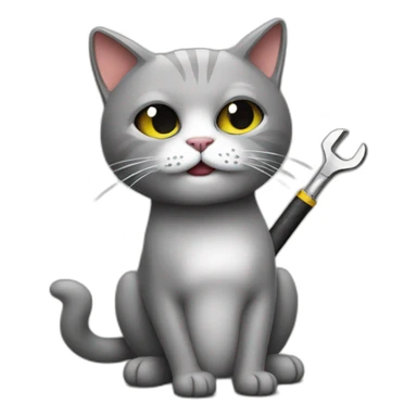cat with wrench smoking cigarette sticker