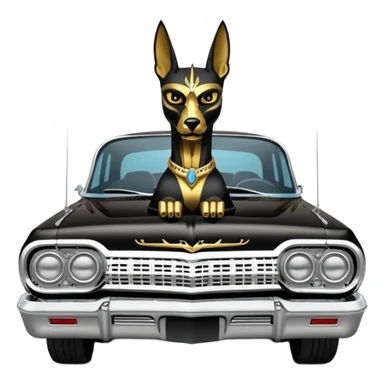 Hot rod custom 1964 impala low rider four door Anubis painted hood  sticker