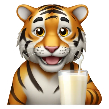 Tiger with  glass of milk sticker