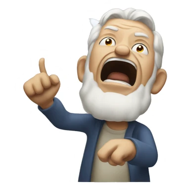 old man yelling to clouds sticker