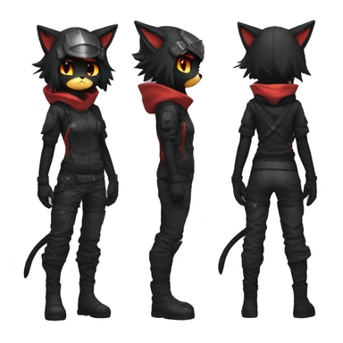 Edgy Shy Anthro Ninja boyish cool pretty dark black Litten-Pokémon-cat-fursona-animal techwear sticker