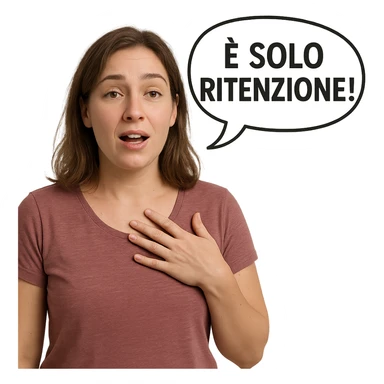 DONNA REALISTICA CHE DICE IN UN FUMETTO ALLA SUA DESTRA: "è SOLO RITENZIONE!" sticker