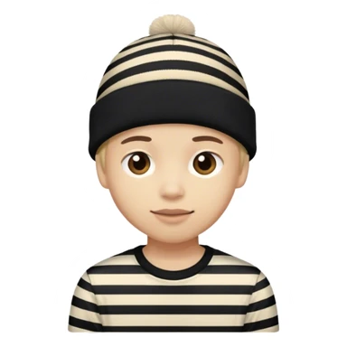 Robber wearing striped shirt and black beani sticker