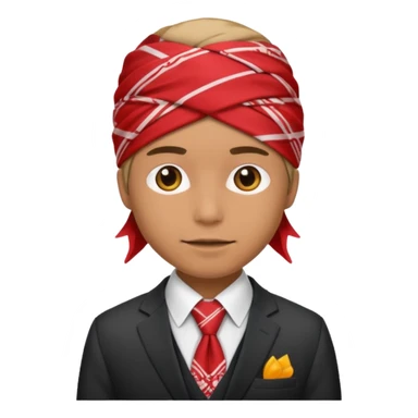Character wearing a bandana and a suit sticker