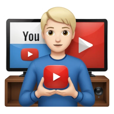 A person holding a YouTube play button in their gaming room sticker