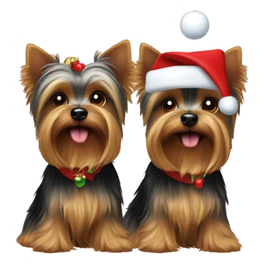 Two Yorkie dogs Christmas  sticker