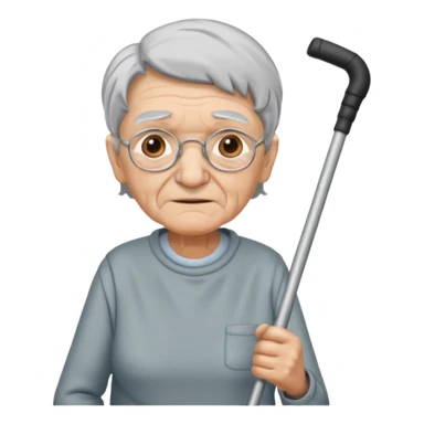 old person with crutch sticker