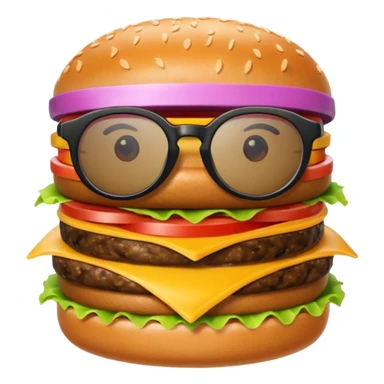 una hamburguesa con gafas y animado sticker