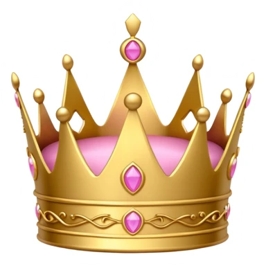 A golden crown with pink accents and elegant details, featuring a prominent empty space or cutout in the center. sticker