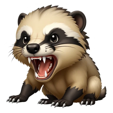 angry honey badger, furious, showing teeth, aggressive pose sticker