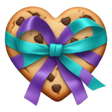 Cookie heart with teal purple awareness ribbon sticker