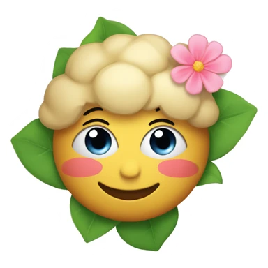 An agry blushing face, with cute eyes, a cupke and a flower sticker