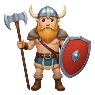 full-length Norwegian Viking with shield and axe and cloth sticker