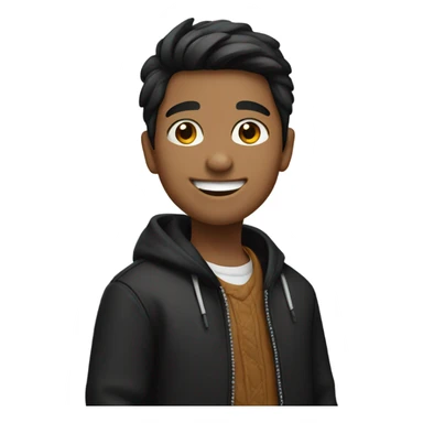 Native smiling boy in black jacket sticker