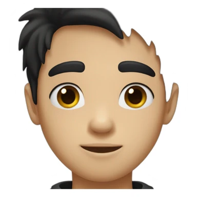 boy with black hair and a mole on the face sticker