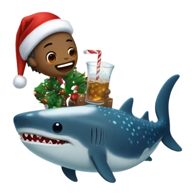 Christmas boba being drunk by a whale shark that’s super cute sticker