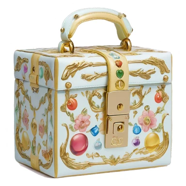 Dolce and Gabbana small box bag with colourful pastel ornament print and golden detais  sticker