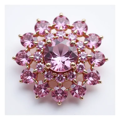 cluster of small pink diamonds arranged in a circle, elegant style, photorealistic, shiny sticker