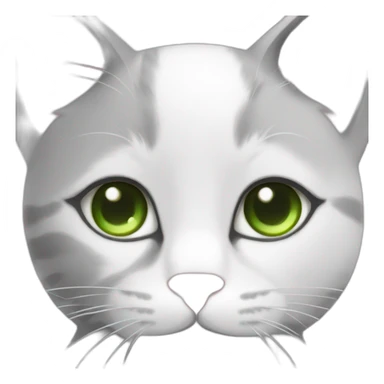 gray white cat green eyes pink nose sticker
