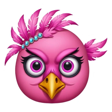 pink bird with piercings and tattooes two eyes sticker