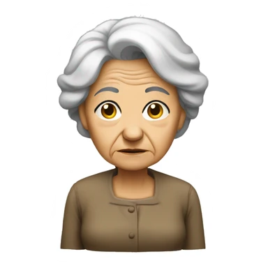 old woman sad standing full sticker
