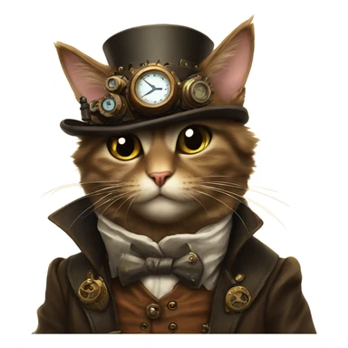 Steampunk cat sticker