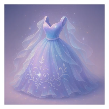 Transform this red ballgown into an even more fancy, ethereal, and mystical dress, combining fantasy and Disney princess elements. Add magical sparkles, flowing layers, and a dreamy, otherworldly aura. Style should reflect a fantasy Disney princess look with ethereal and mystical qualities. sticker
