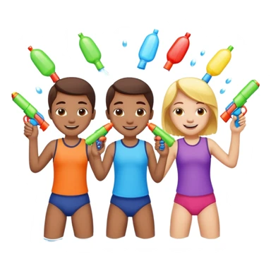 children playing with water guns sticker