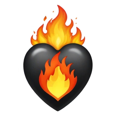 Corazon negro con fuego sticker