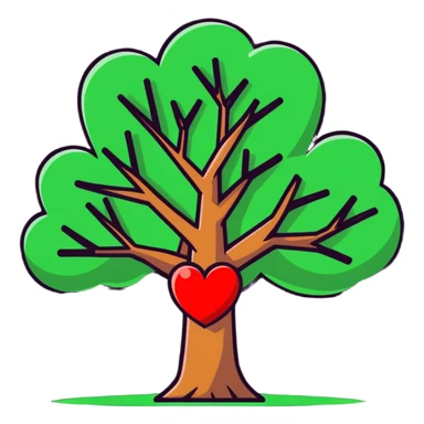 tree with a heart sticker