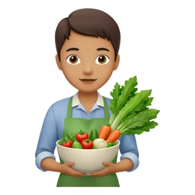 Healthy home cooking humanless avatar in clean style vibrant illustration. Fresh vegetables bowl, green tones, simple shapes, flat design, friendly and light. sticker