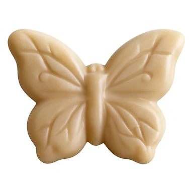 Make the realistic butterfly-shaped candy beige in color, keep it isolated on a transparent background with no visible background. sticker