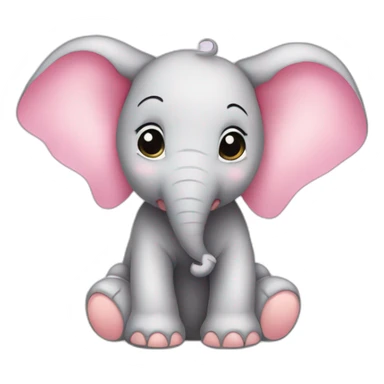 elephant baby pink bow sticker