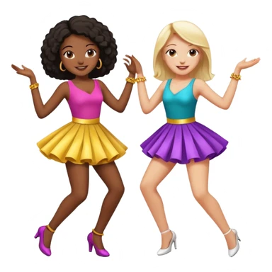 Best friends dancing at a party: one black girl one white girl sticker
