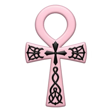 Light pink gothic ankh with black spiderwebs  sticker